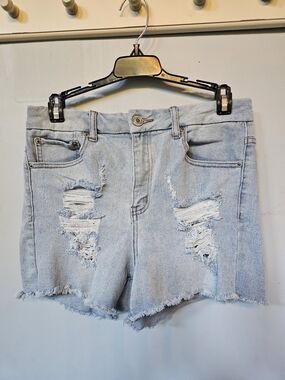 Rue 21 Curvy High-Rise Distressed Denim Shorts Size 12 Y2K Summer